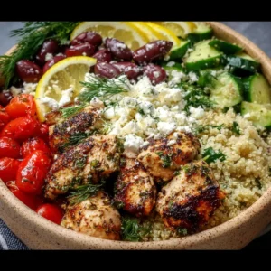Mediterranean Lemon Dill Chicken Bowls