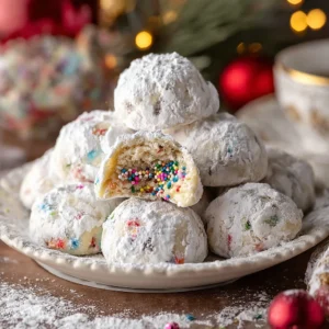 Melt-in-Your-Mouth Confetti Snowball Cookies