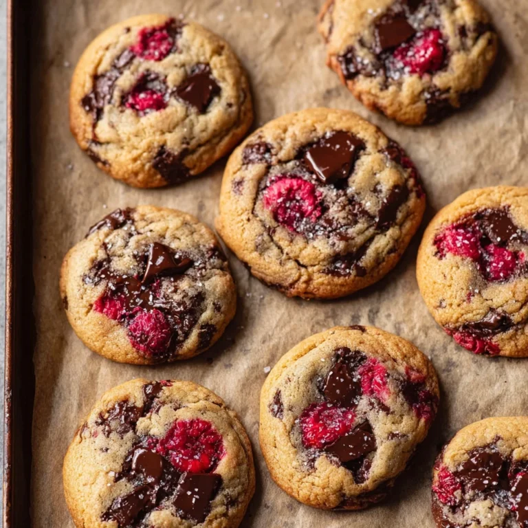 Soft Chewy Raspberry Chocolate Chip Cookies