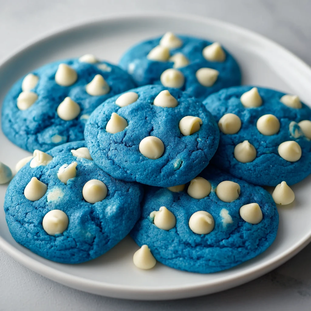 Blue White Chocolate Chip Cookies: 9 Simple Soft Party Bites