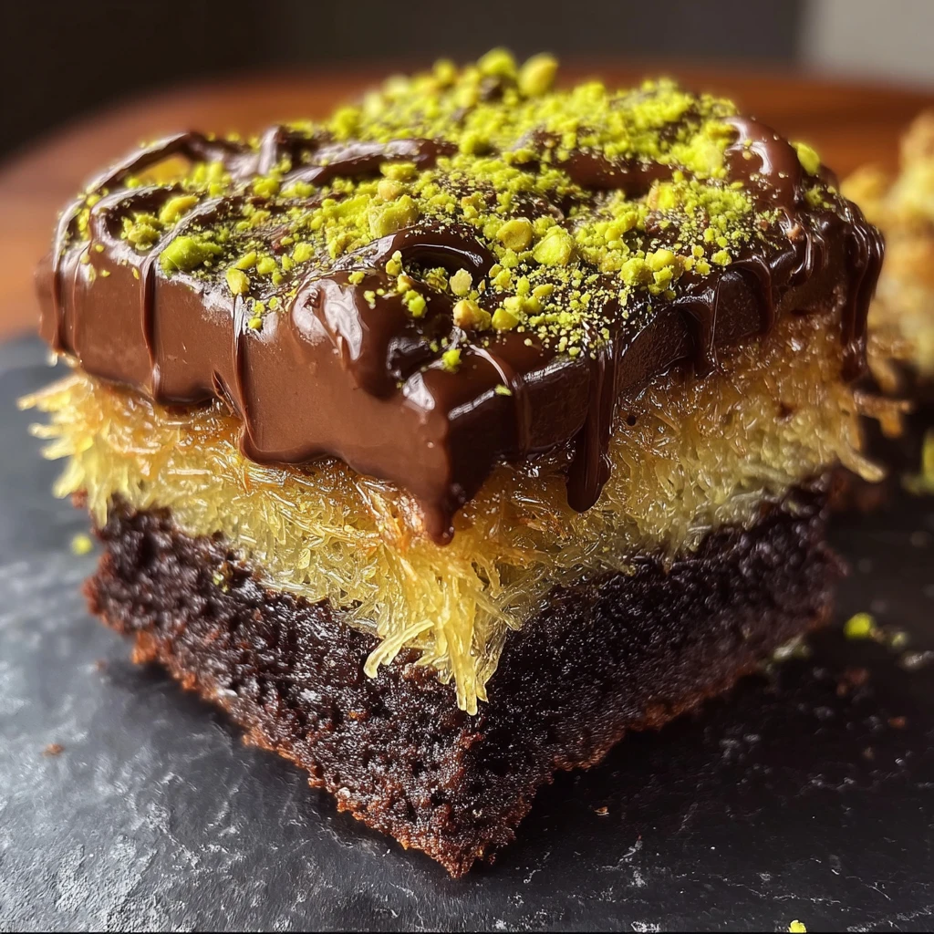 Dubai Chocolate Brownies with Pistachio Kunafa Crunch