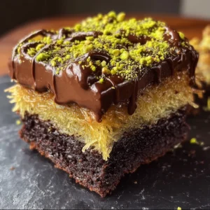 Dubai Chocolate Brownies with Pistachio Kunafa Crunch