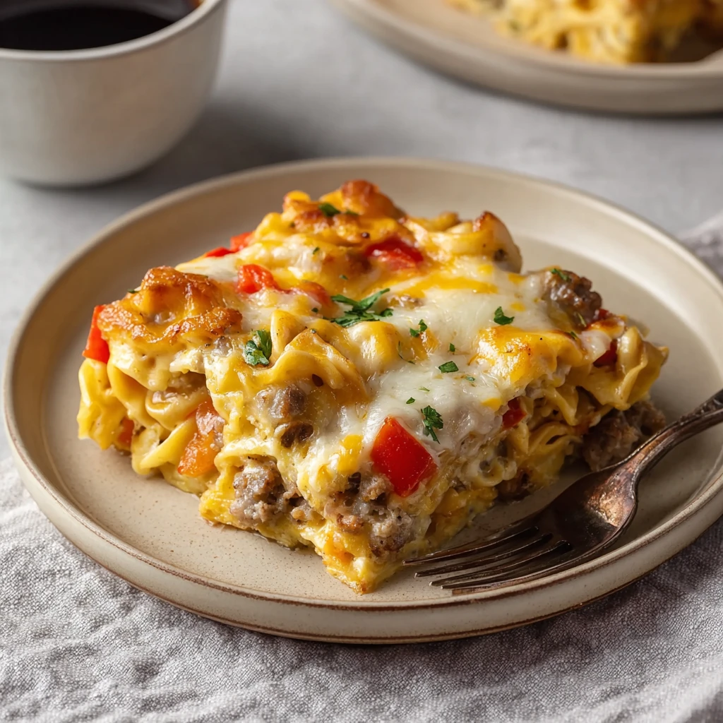 Golden Cheese Steak Tortellini Casserole Recipe Delight!
