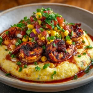 Shrimp & Grits with Corn Salsa