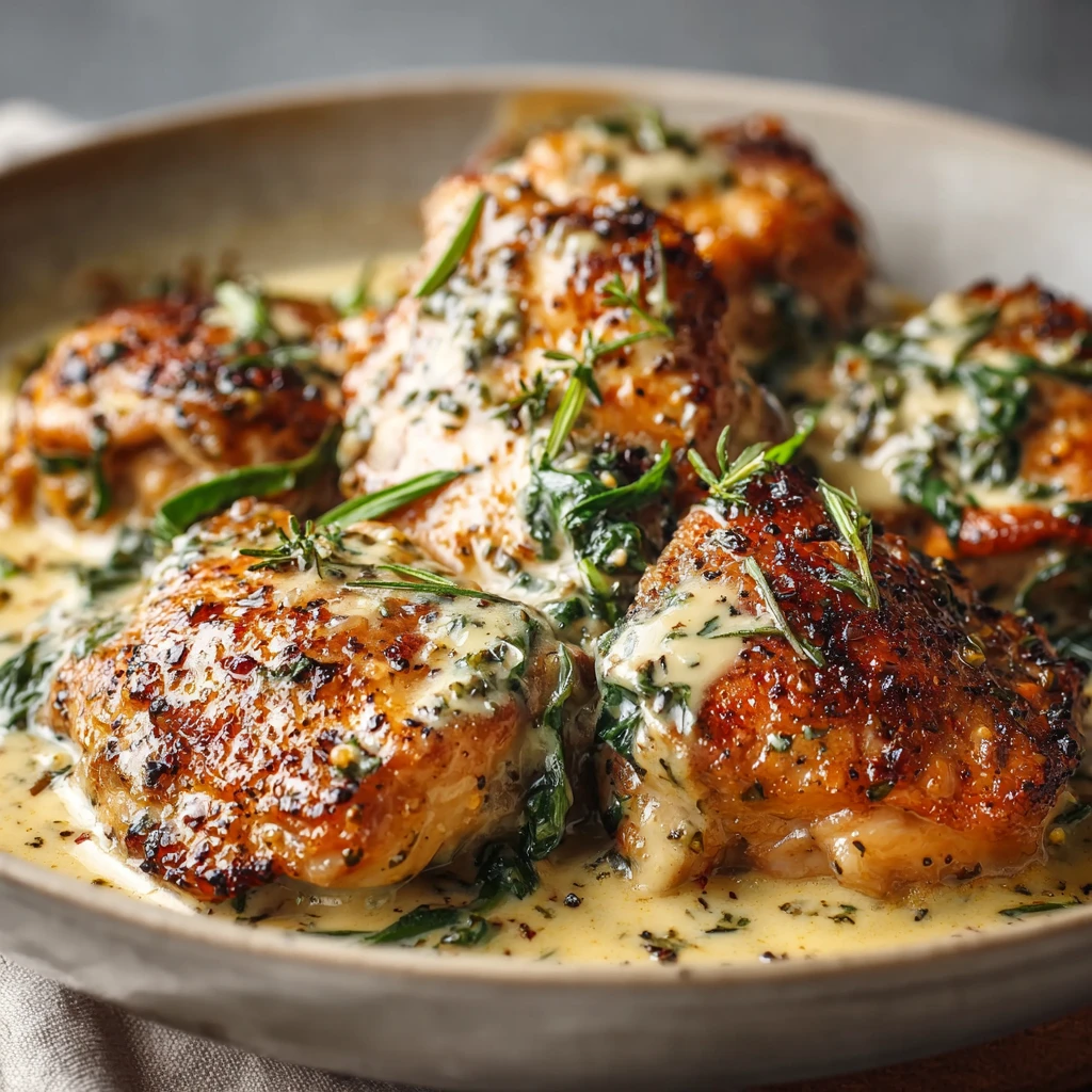 Easy Tuscan Chicken Thighs Recipe Creamy Tuscan Garlic Chicken Thighs Best Tuscan Chicken Recipe For Dinner Low-carb Cream...