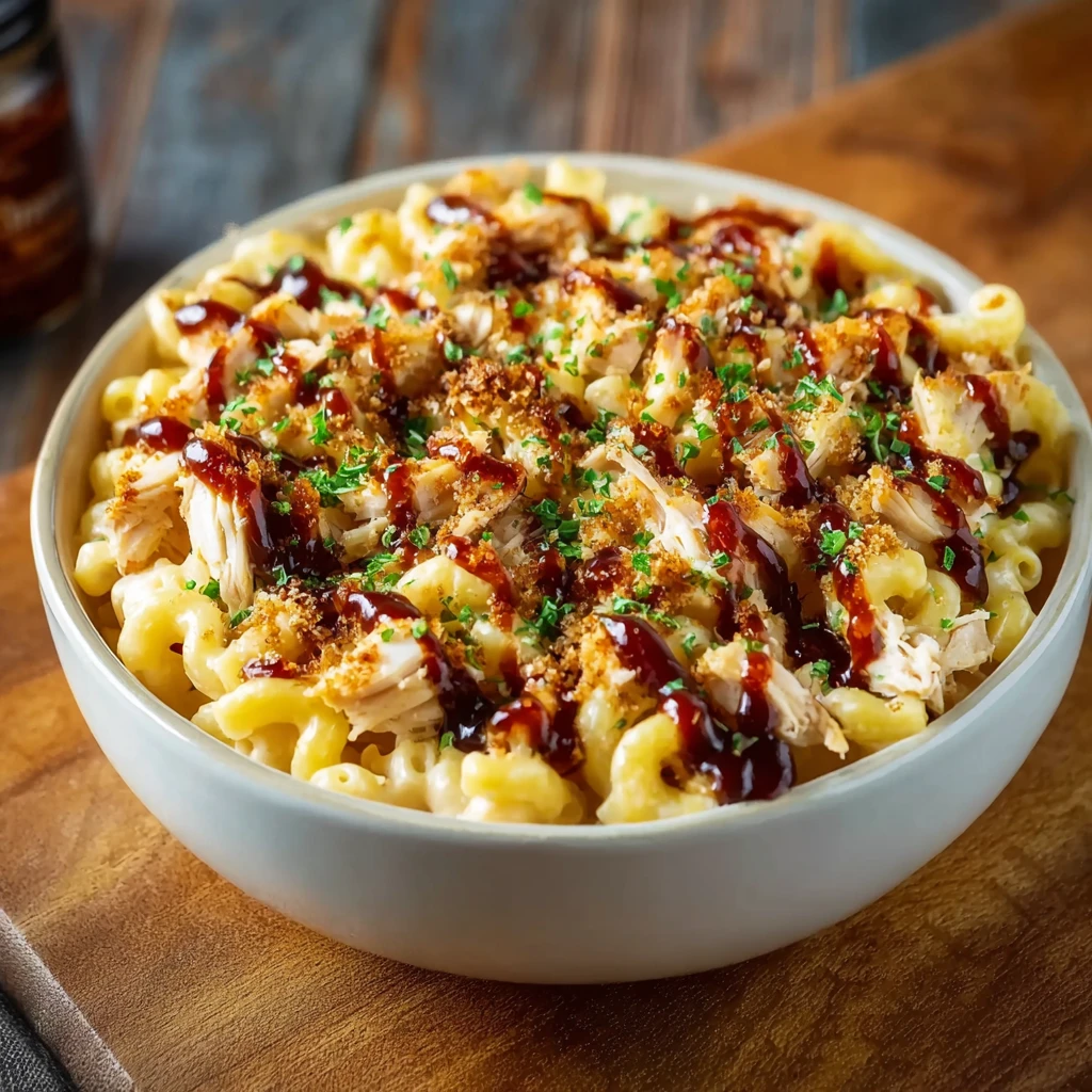 High Protein Honey BBQ Chicken Mac and Cheese