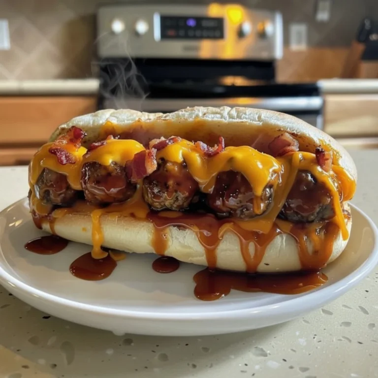 Bourbon BBQ Bacon Cheeseburger Meatball Subs
