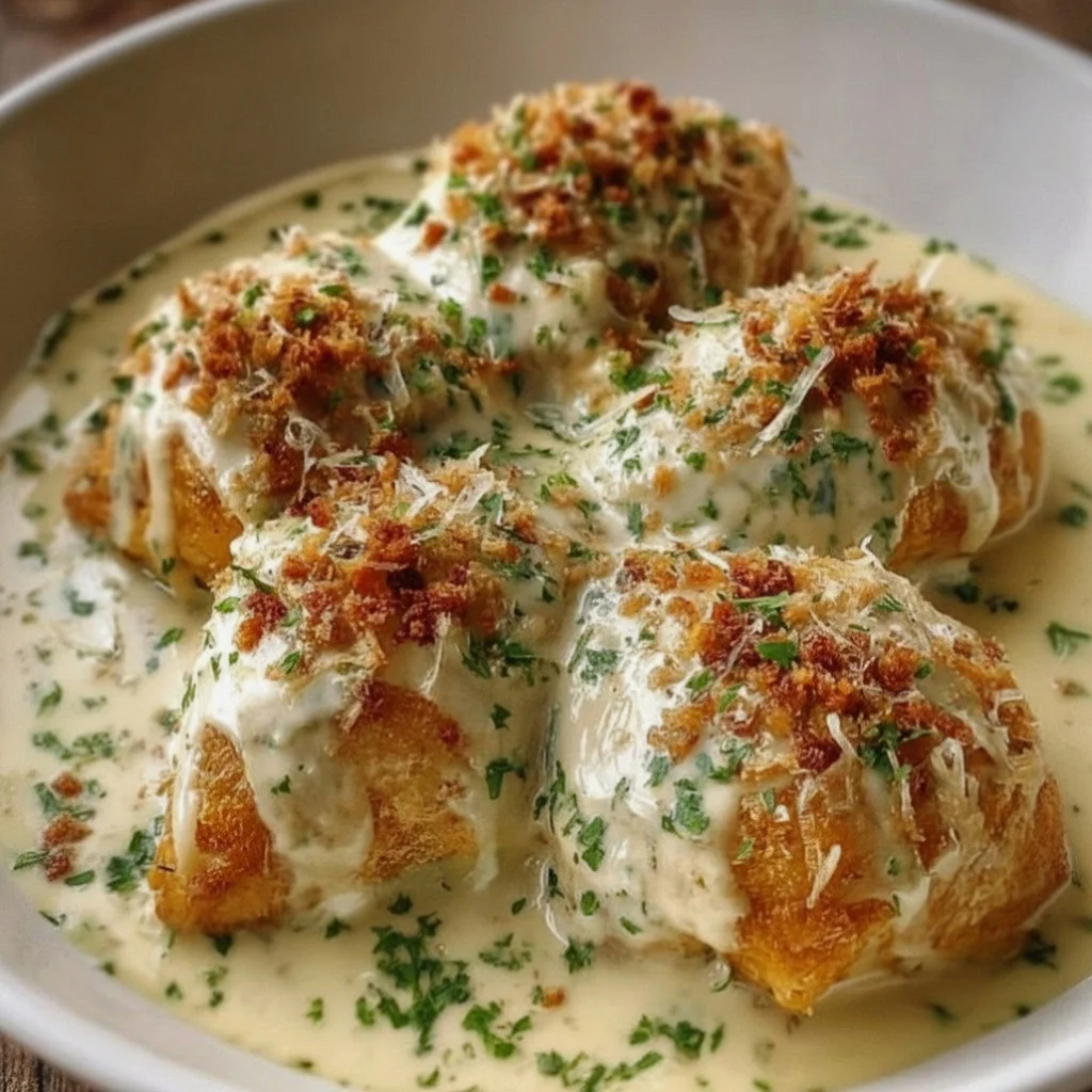 Chicken Pillows with Creamy Parmesan Sauce