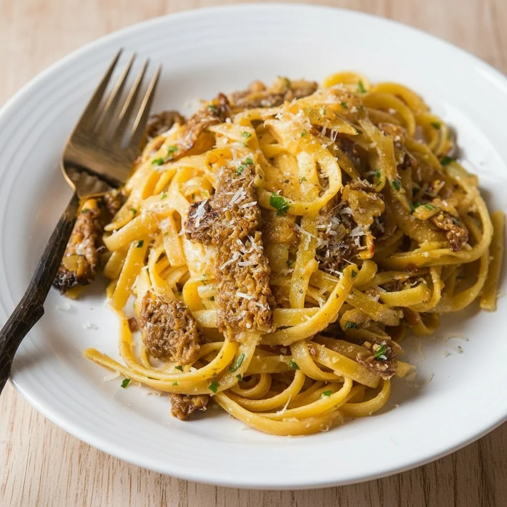 Linguine with Morel Mushrooms and Parmesan