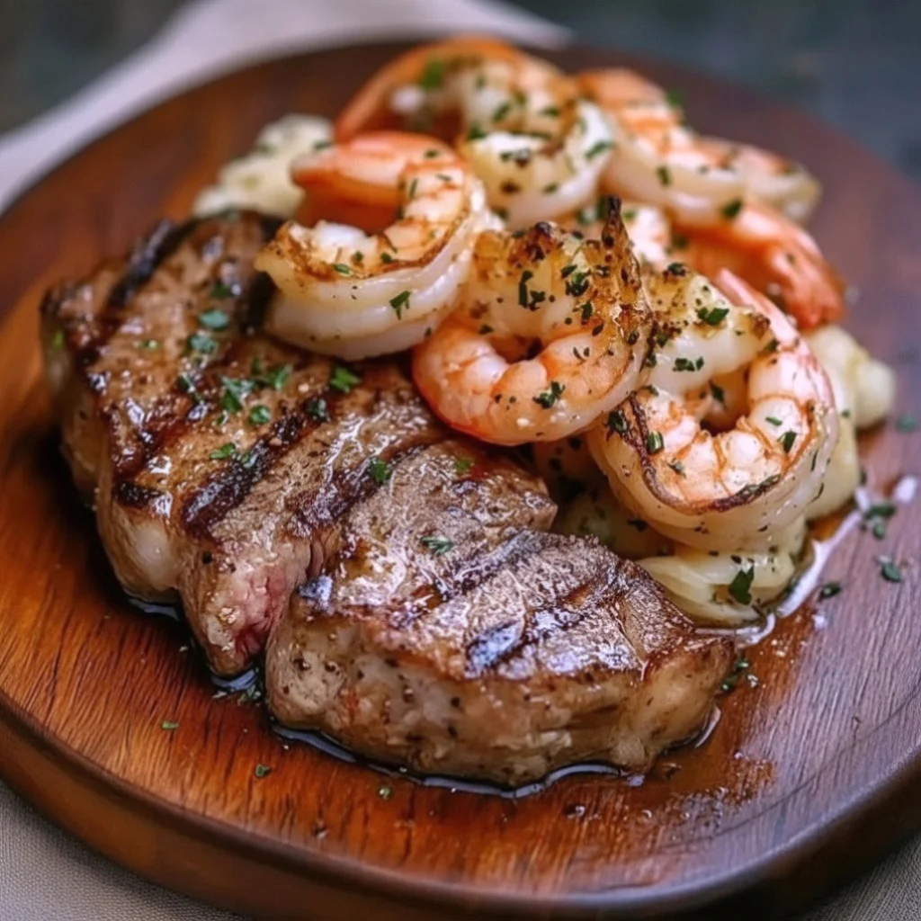steak and garlic butter shrimp