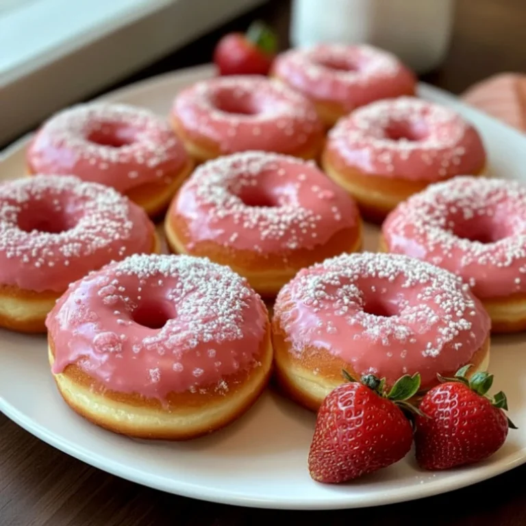 Strawberry Buttercream Frosted Donuts