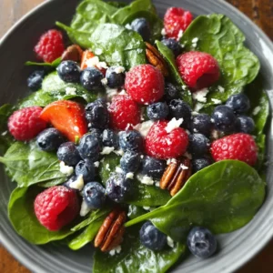 Berry Spinach Salad with Blueberries and Raspberries
