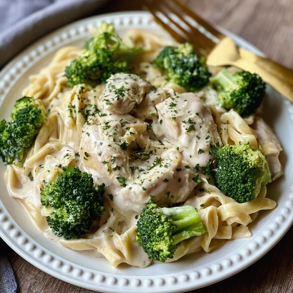 Crockpot Chicken Broccoli Alfredo