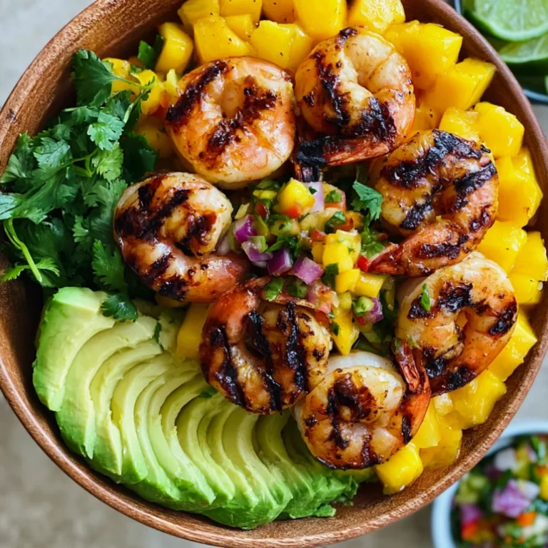 Grilled Prawns and Avocado Bowls with Mango Salsa