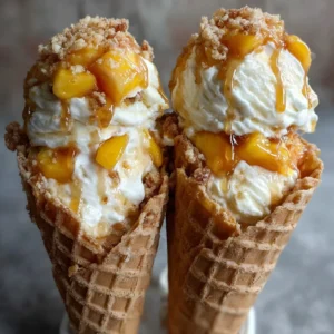 Peach Cobbler Cheesecake Cones