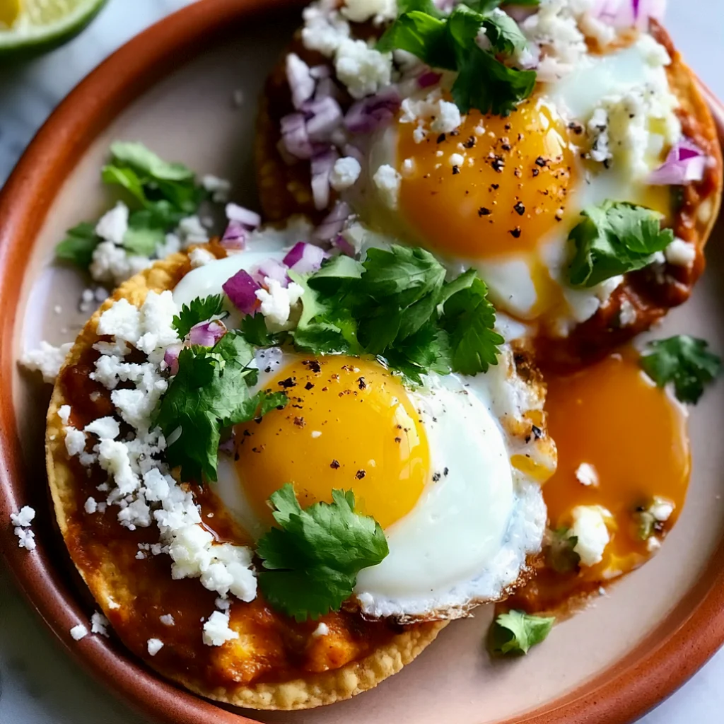 Red Chile Tostadas with Eggs