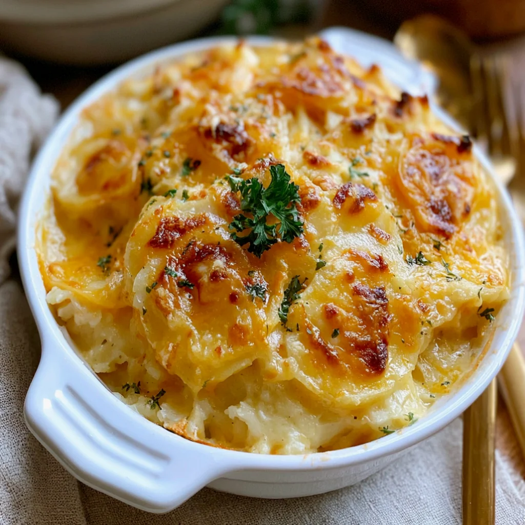 Slow Cooker 4-Ingredient Cheesy Scalloped Potatoes