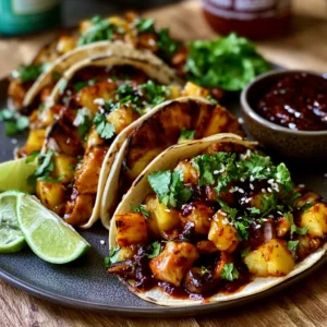 Sweet & Spicy Pineapple Chicken Tacos with Mushrooms & Gochujang