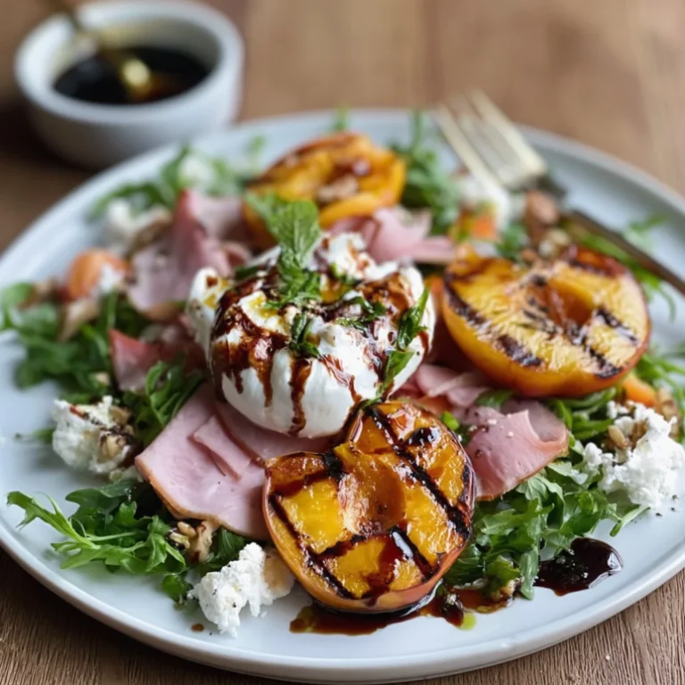 Grilled Nectarine Burrata Turkey Ham Salad